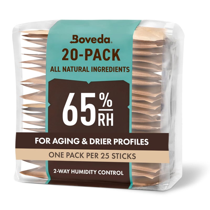 Boveda باوفيدا 65% عبوات التحكم في الرطوبة ثنائية الاتجاه للتخزين طويل الأمد في صناديق بلاستيكية وخشبية - الحجم 60 - عبوة 20 - ماصات الرطوبة - عبوات مرطبة - حزم ترطيب في كيس قابل لإعادة الإغلاق - Image 1